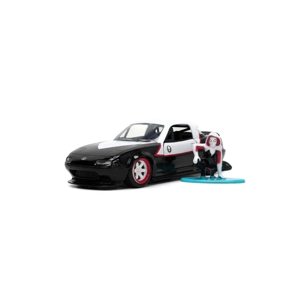 Jada 1:32 Hollywood Rides Spider Man Ghost Spider & 1990 Mazda Miata 33662 New